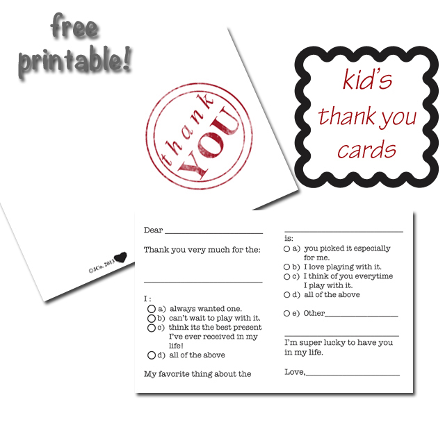 FREE DIY PRINTABLE kid’s fillintheblank/multiple choice thank you